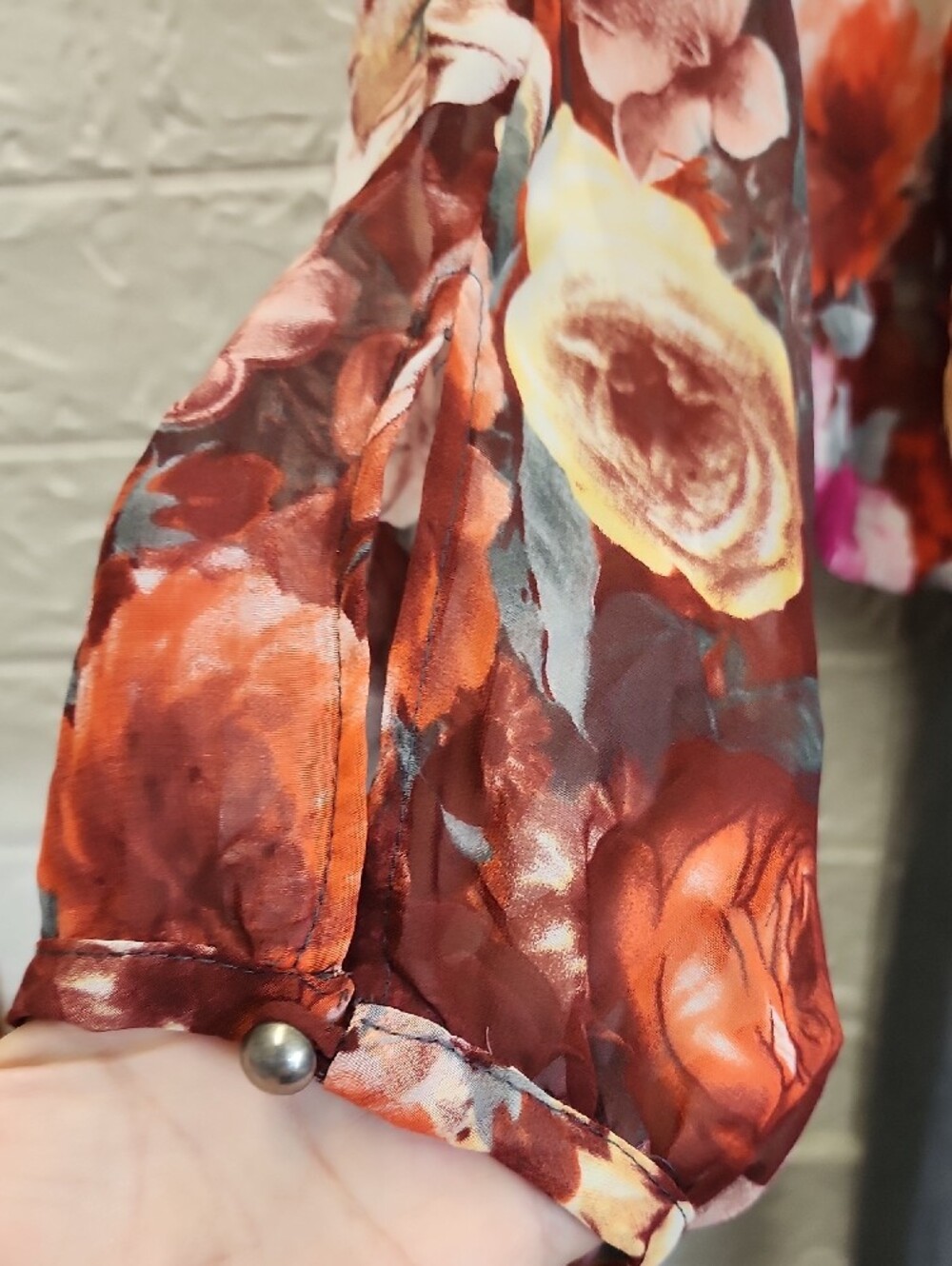 Uncle Frank Floral Top in Burgundy, Pink & Green - Picture 3 of 5